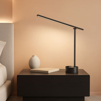Sunturalux LED Desk Lamp USB Ports Stepless Dimming Black