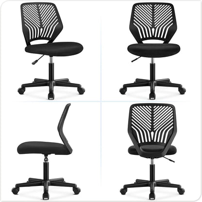 Low Back Armless Desk Chair With Lumbar Support Black