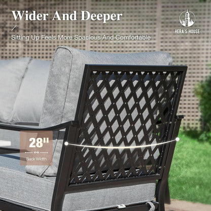 Grey 4 Piece Patio Furniture Set With Cushioned Chairs