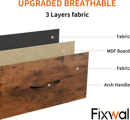 Tall Dresser With Seven Fabric Drawers In Woodgrain Finish