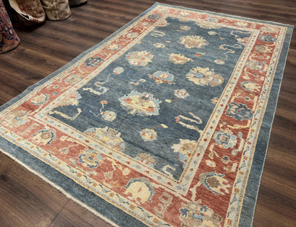 Turkish Oushak Rug 6x9, Sultanabad Carpet, Medium Size Oriental Rug