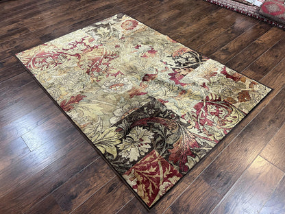Modern Abstract Area Rug 5x7, Floral Design, Contemporary Carpet 5 x 7, Multicolor