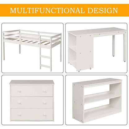 Twin Loft Bed With Rolling Desk And Storage For Small Rooms