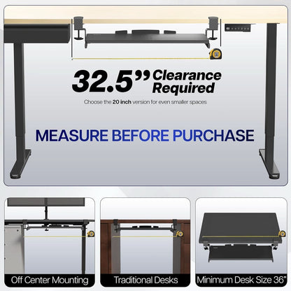 Under Desk Keyboard Tray 27x11 Inch C Clamp Mount Black