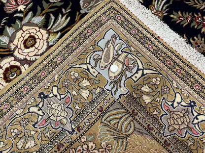 Persian Qum Pictorial Rug 4.8 x 6.5 - Layla & Majnun, Birds
