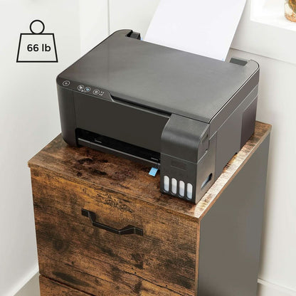 Two Drawer File Cabinet For Home Office Rolling Rustic Brown And Black Fits A4 And Letter Files