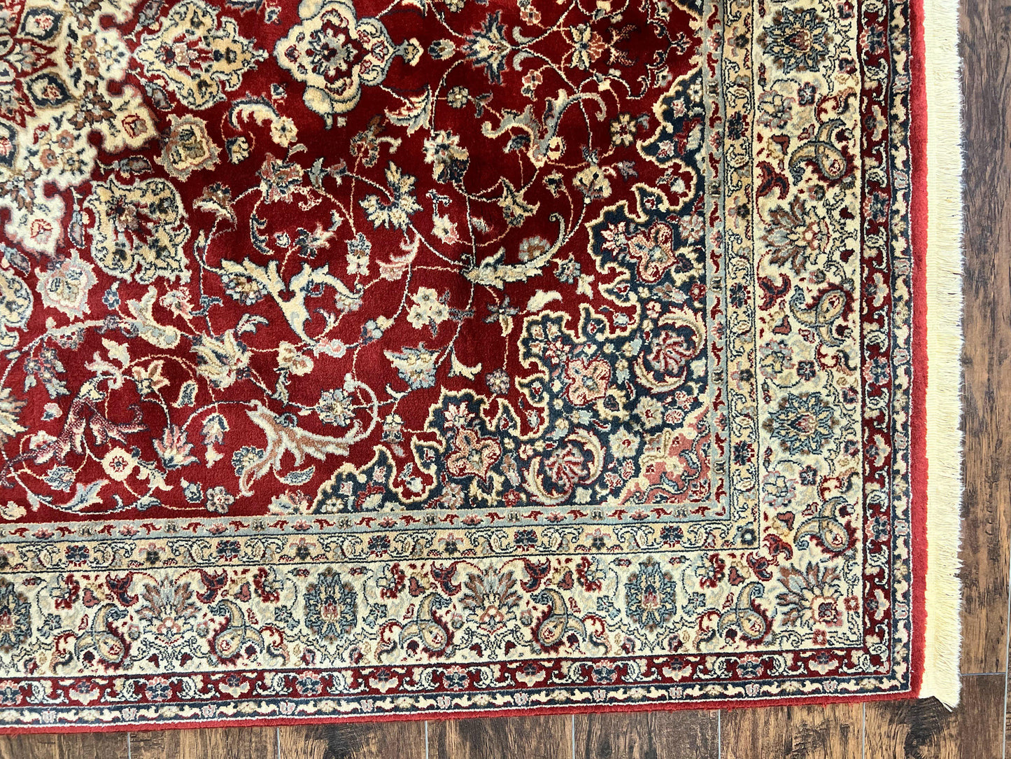 Couristan Rug 5.6 x 8, Floral Medallion, Dark Red Cream, Belgium Power Loomed Rug, Taj Mahal Rug, Vintage Oriental Wool Carpet