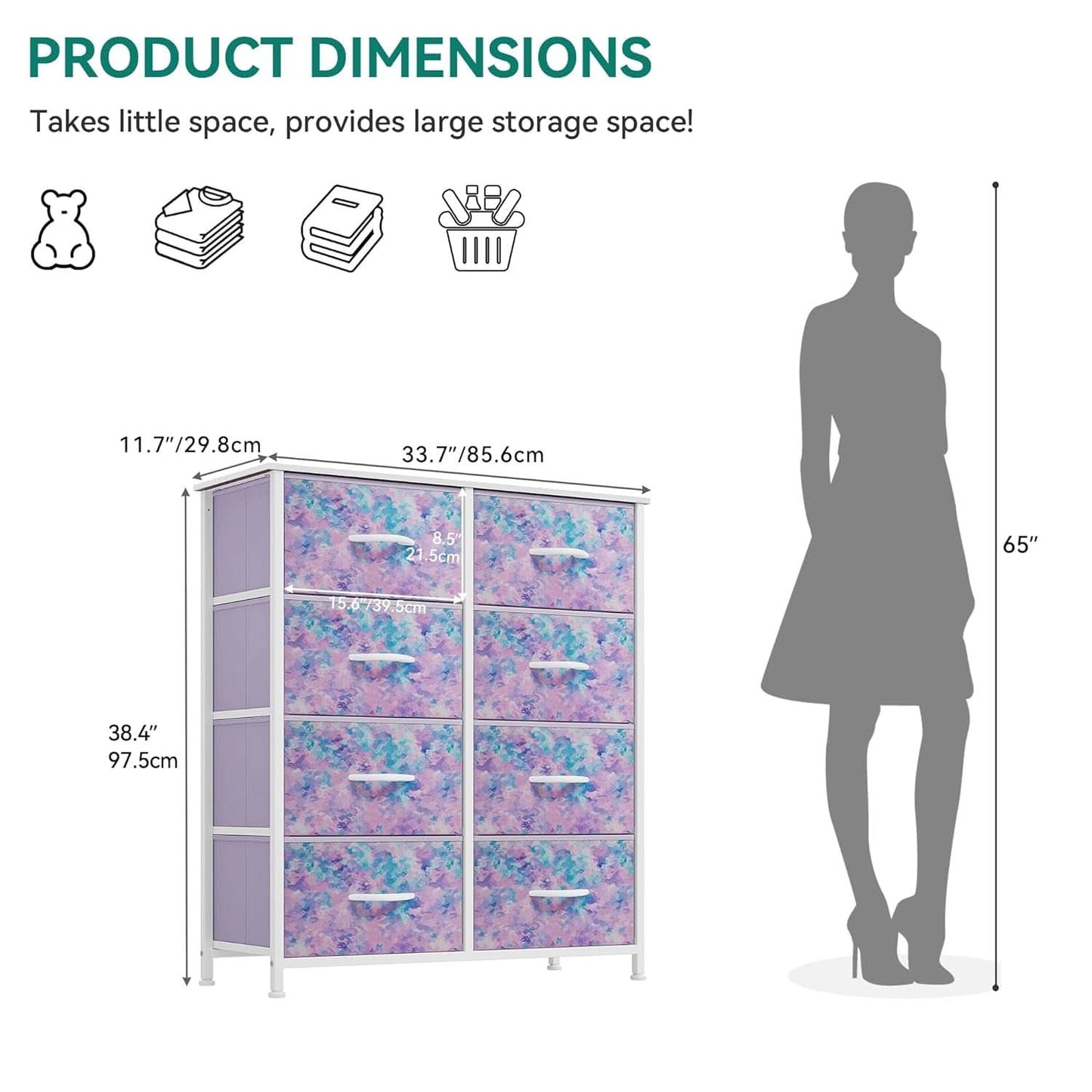 Fabric Dresser With Eight Drawers Storage Organizer