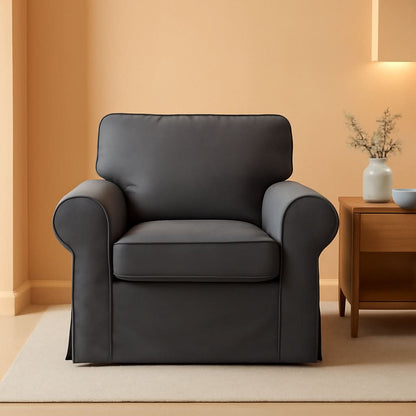 Ektorp Armchair Cotton Slipcover Dark Grey Replacement For IKEA Ektorp Chair