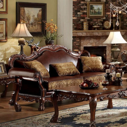 Three-Piece Living Room Set Cherry Oak Sofa Loveseat Chair
