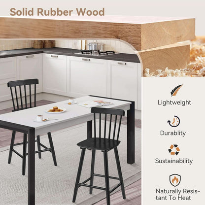 Classic Wooden Bar Stools Set of Four for Kitchen