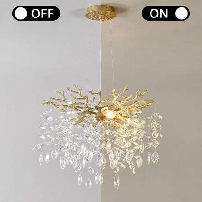 Gold Crystal Tree Branch Chandelier 18 Inch K9 Crystals