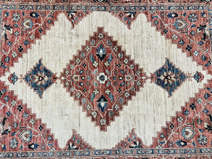 Peshawar Rug 5x7, Wool Hand Knotted Handmade Vintage Carpet, Serapi Design, Pakistani Rug 5 x 7 ft, Medium Sized, Geometric Rug