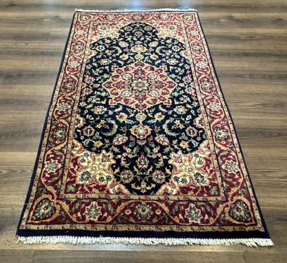 Pak Persian Sarouk Rug 3x5, Navy Blue and Red