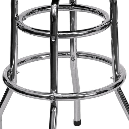 Bruno 2 Pack Bar Stool Chrome Double Ring Black Seat