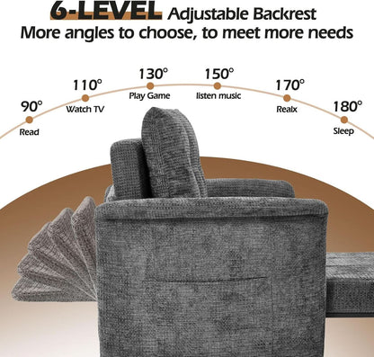 Convertible Sleeper Chair 79-Inch With Adjustable Backrest