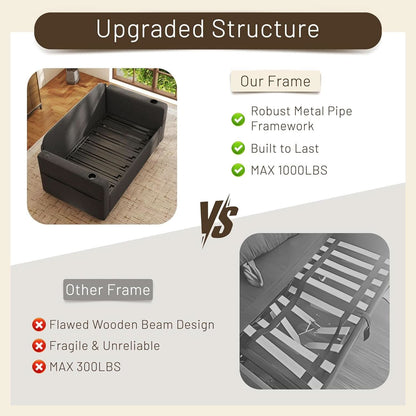 3 In 1 Convertible Sofa Bed With Cup Holders