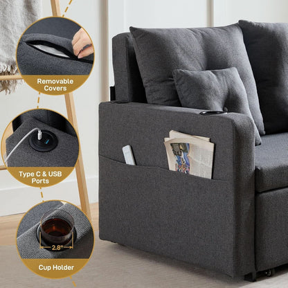 3 in 1 Convertible Sofa Bed with Storage and USB