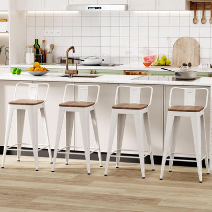 Stylish Set of Four Stackable Counter Height Bar Stools