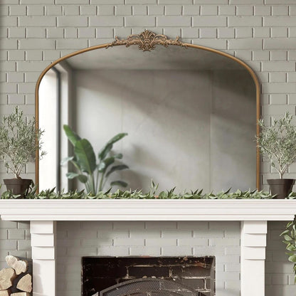 Arched Gold Wall Mirror 40x30 Inches Vintage Ornate