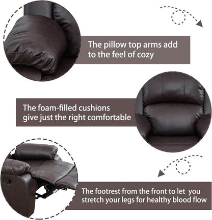 Manual Recliner Sofa Set Brown Three Piece Living Room Furniture