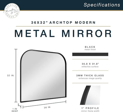 Master And Co Modern Metal Arch Wall Mirror 36x32 Black