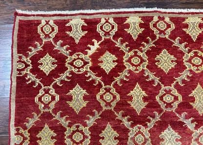Modern Turkish Oushak Rug 5x8, Brick Red
