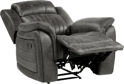 3 Piece Recliner Living Room Set In Brownish Gray Microfiber