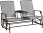 Two-Seat Outdoor Glider Bench with Center Table