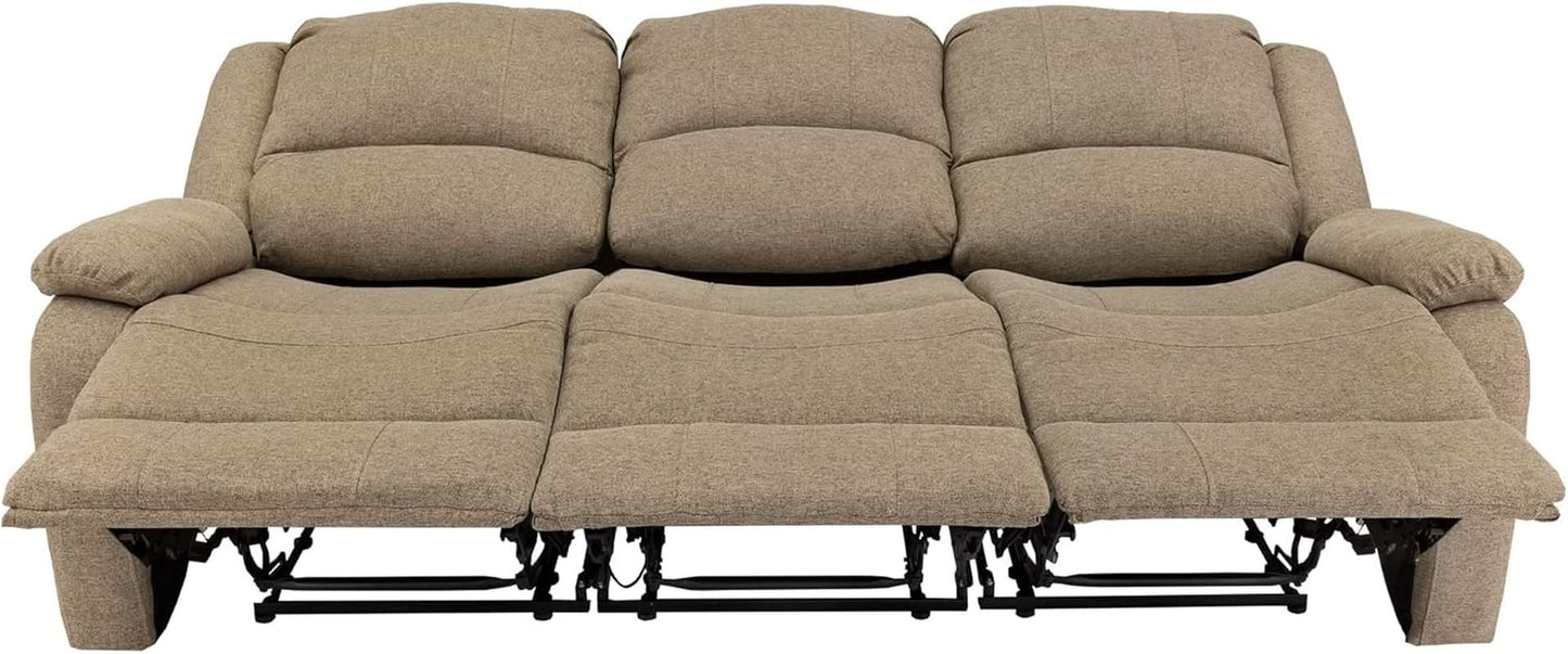 Charles 80In Triple Recliner RV Sofa Oatmeal Zero Wall