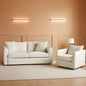 Beige 2 Piece Loveseat Armchair Set Chenille Upholstery