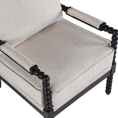 European Linen Spindle Armchairs Set Pair Cushions