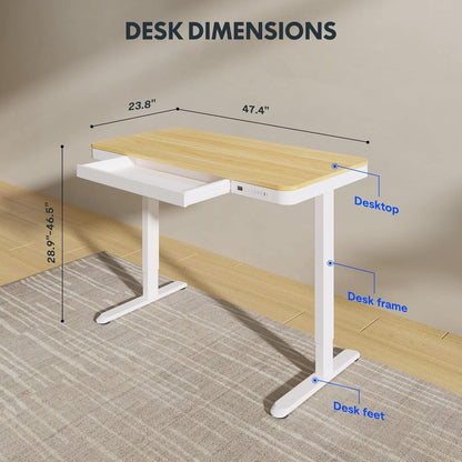 48 Inch Electric Standing Desk With USB Port And Drawers