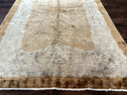 Chinese Peking Rug 5x7, Golden-Tan, Vintage Chinese Wool Carpet