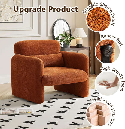 33.86 Inch Sherpa Upholstered Armchair For LivingRoom