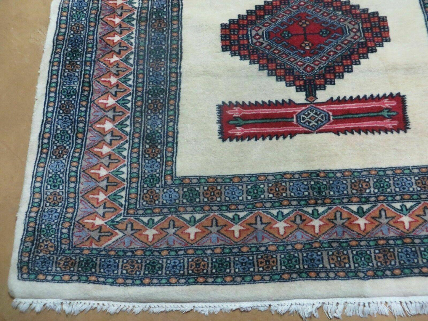 4' X 6' Vintage Handmade Bokhara Turkoman Pakistan Wool Rug Carpet Nice