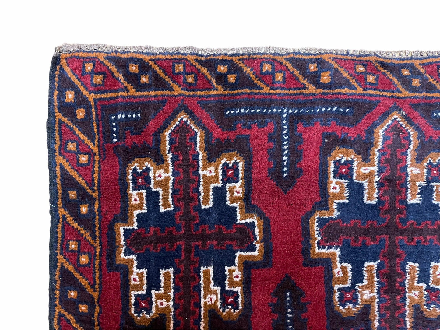 2' 7" X 4' 6" Vintage Handmade Tribal Wool Rug Balouchi Rug Afghan Rug Red Blue