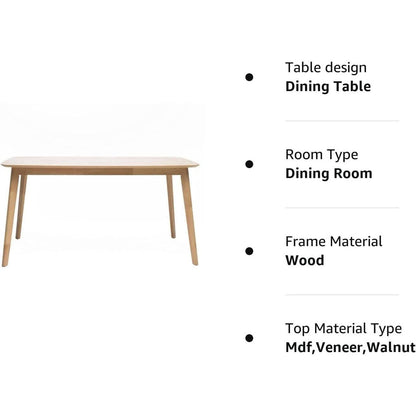 Nyala Dining Table Mid Century Modern 59 Inch Wide