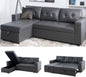 Sleeper Sectional Sofa With Convertible Bed In Dark Gray