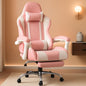 Pink Gaming Chair With Footrest And Lumbar Support Height Adjustable