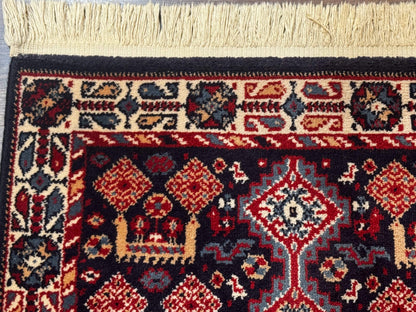 Small Karastan Rug 3x4, Yuruk Collection, Wool, Tribal, Geometric, Navy Blue