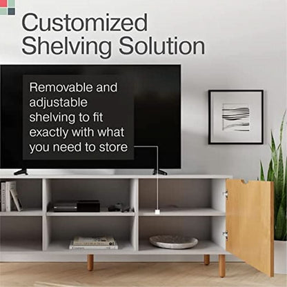Modern 70 Inch TV Stand With Durable Adjustable Shelves