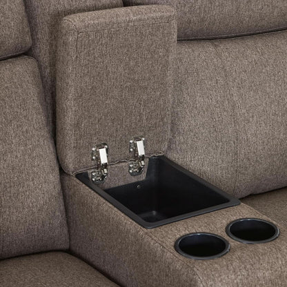 Mocha Power Recliner Loveseat With Massaging For Living Room Comfort
