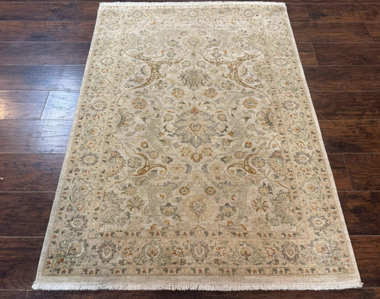 Pak Persian Rug 4x6, Beige, Pakistani Peshawar Rug, Handmade, Neutral Colors, Vintage Rug for Modern Home