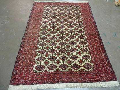 4' X 6' Handmade Finely Knotted Pakistan Turkoman Bokhara Wool Rug Nice