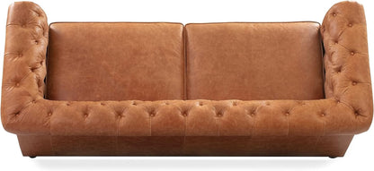 Lyon 87.4 Inch Cognac Tan Sofa Full Grain Leather Finish