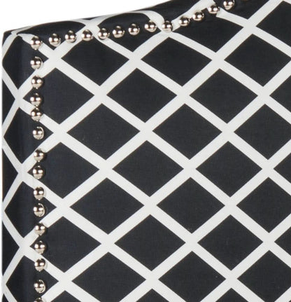 Stylish Black and White Lattice Headboard for Bedrooms