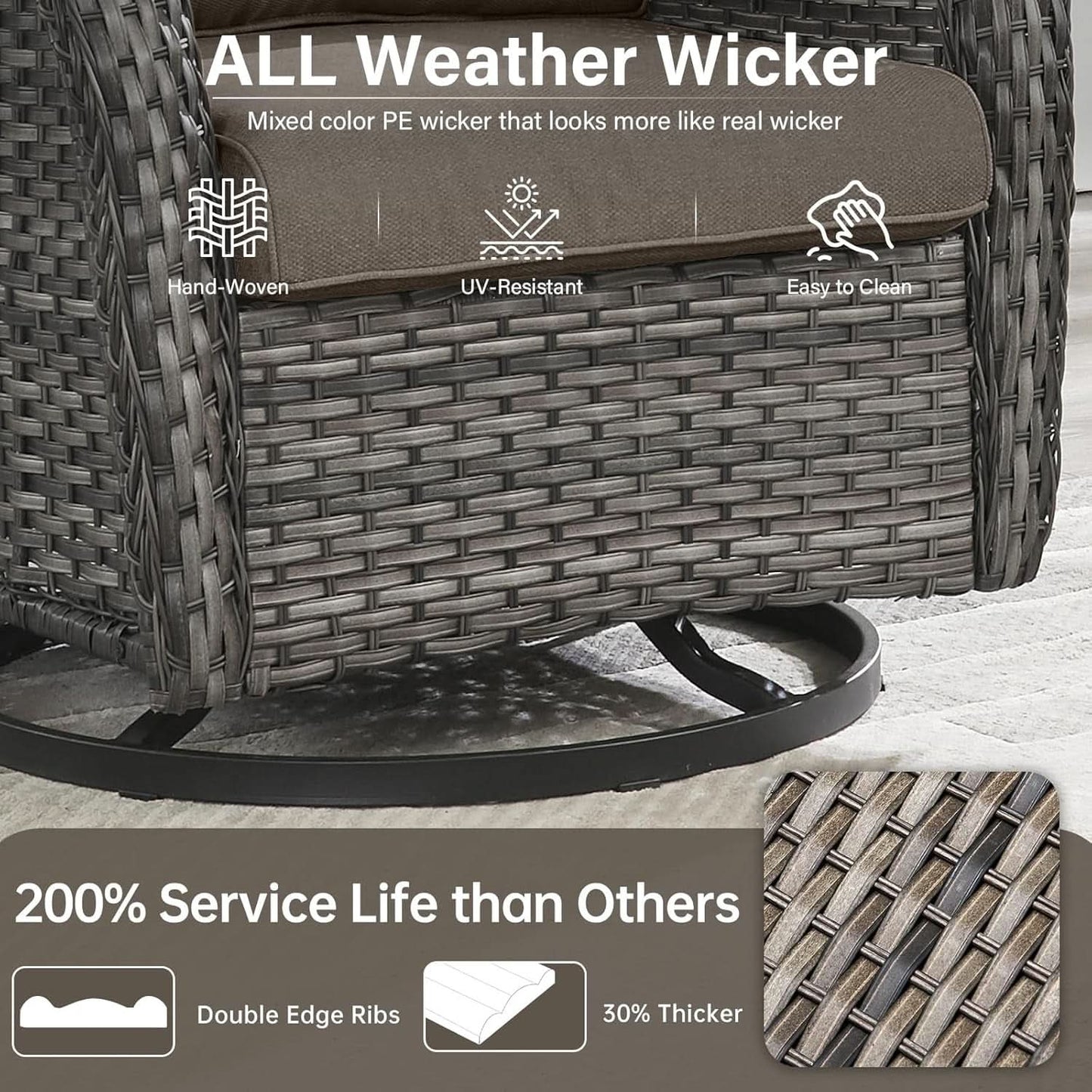 Outdoor Swivel Rocker Patio Chairs Set with Table