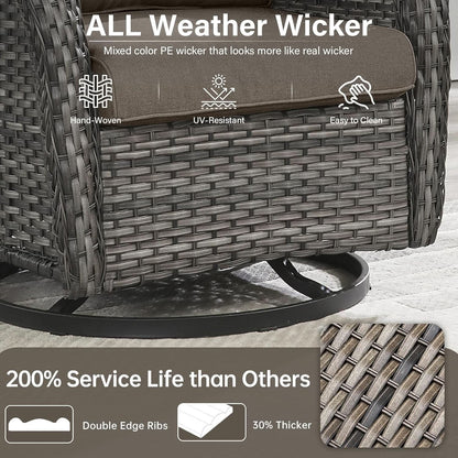 Outdoor Swivel Rocker Patio Chairs Set with Table