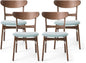 Mid Century Modern Dining Chairs Set Of 4 Mint Upholstery Walnut
